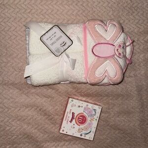Pink and White Baby Hooded Towel Set